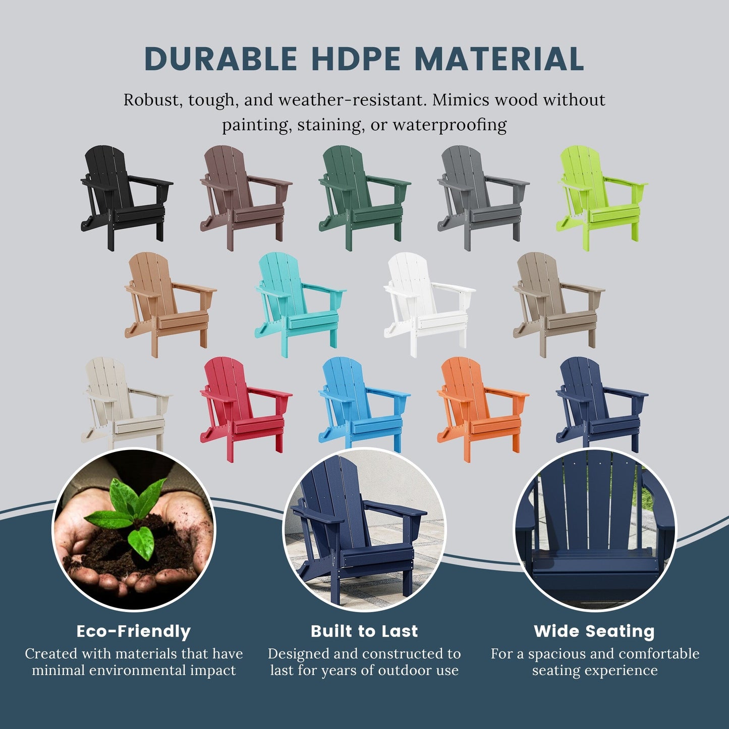 Polytrends Laguna Weather Resistant Outdoor Patio Folding Adirondack Chairs (Set of 4)