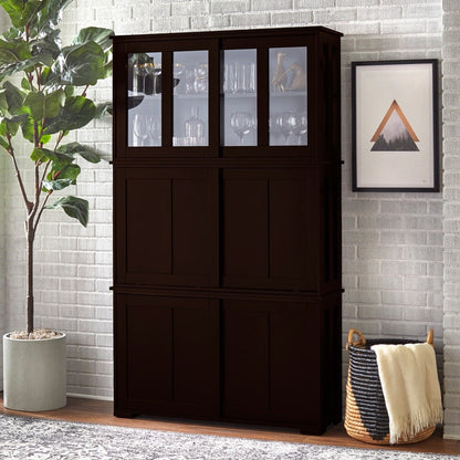 Porch & Den Jefferson Sliding Glass Door Stackable China Cabinet