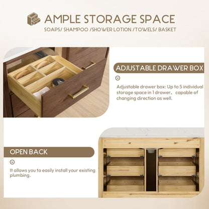 Porto Bath Vanity with White Quartz Stone Top without Mirror