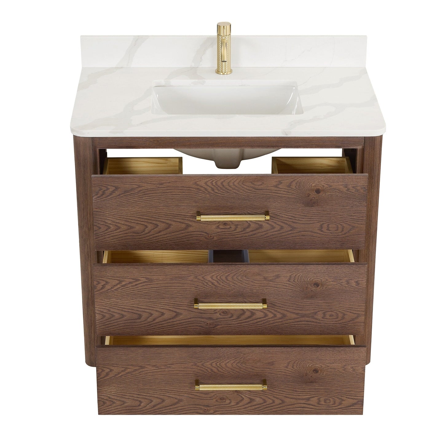 Porto Bath Vanity with White Quartz Stone Top without Mirror