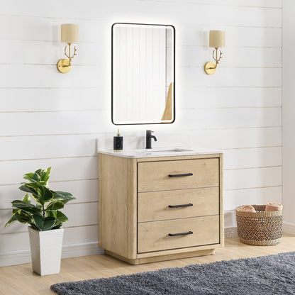 Porto Bath Vanity with White Quartz Stone Top without Mirror