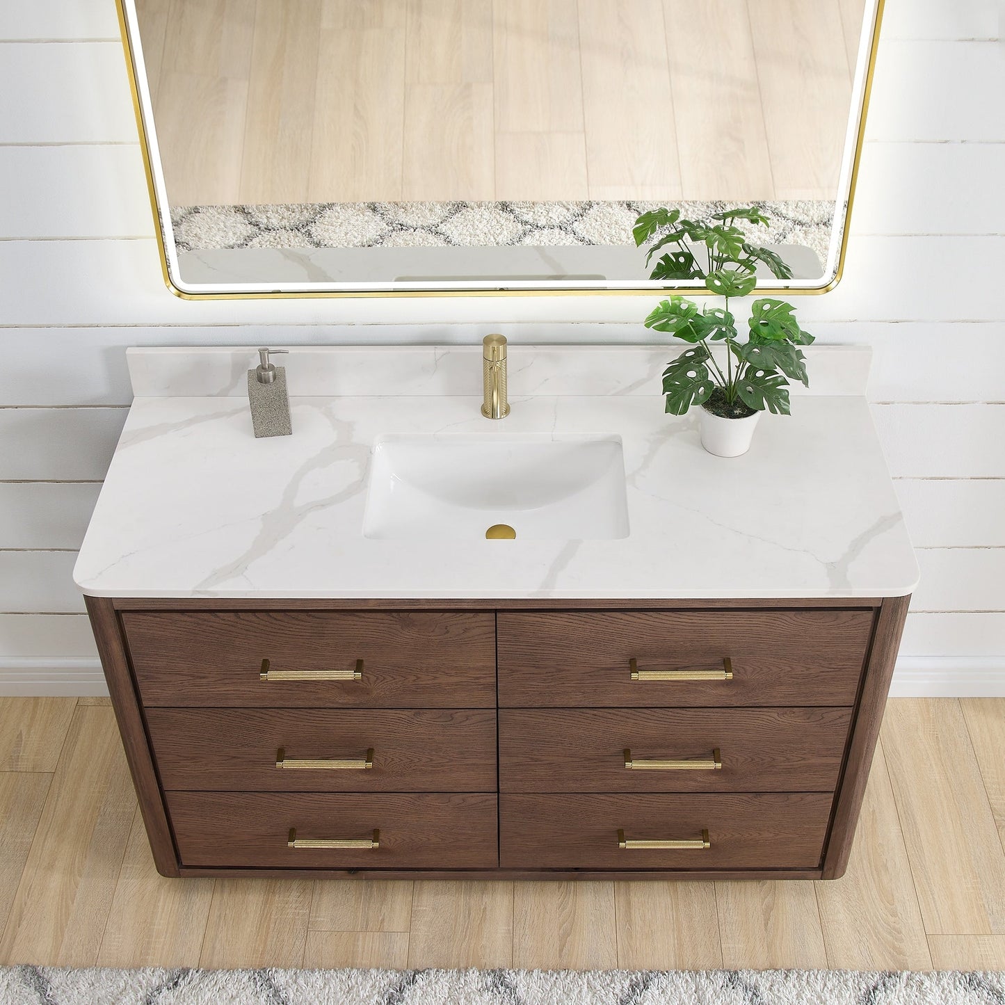 Porto Bath Vanity with White Quartz Stone Top without Mirror