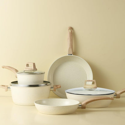Pots and Pans Set Non stick, Ceramic Cookware Set Nonstick Kitchen Cooking Set w/Frying Pan Saucepan Saute Pan Casserole