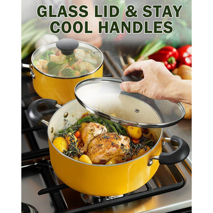 Pots and Pans Set Nonstick, 10-Piece Ceramic Kitchen Cookware Sets, Nonstick Cooking Set with Saucepans