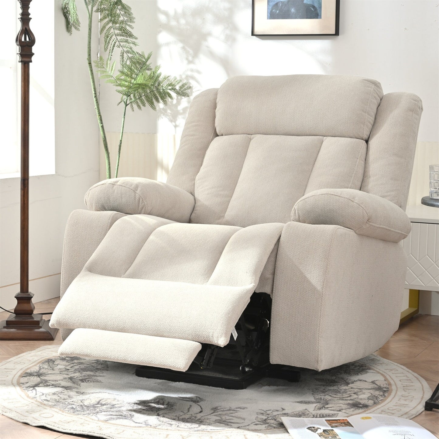 Power Lift Recliner Chair for Elderly, Fabric Lift Chairs w/ Extended Footrest, with 2 Cup Holders,Side Pockets, Remote Control