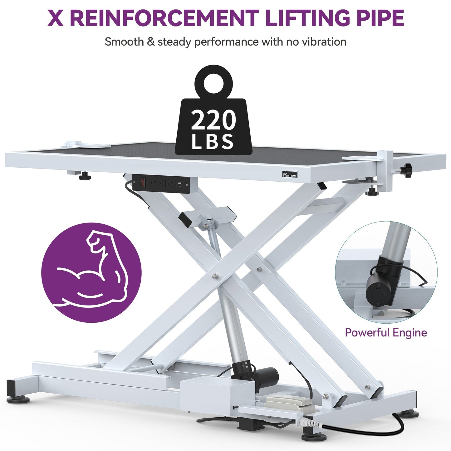 Professional Electric Dog Grooming Table for Large Dogs Heavy Duty Pet Grooming Table w/Aluminum Dog Grooming Arm - 50''W