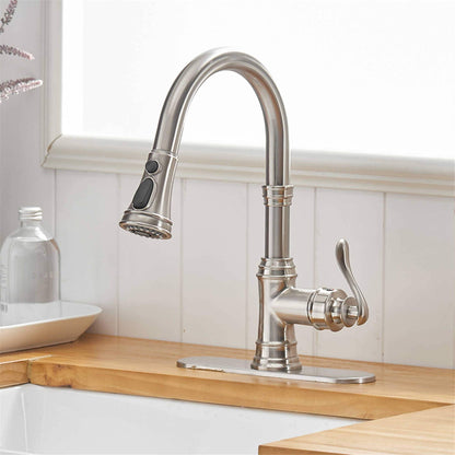 Pull Down Kitchen Faucet Single Handle Modern One Hole Kitchen Sink Faucets With Pull Down Sprayer Basin Tap With Deck Plate