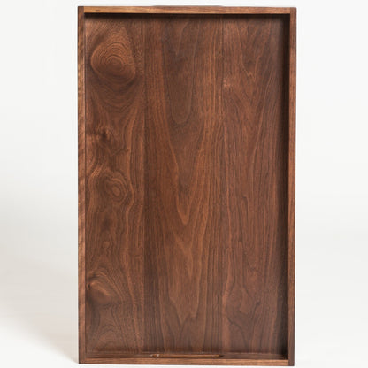 KINWELL Rectangle Black Walnut Wood Serving Tray Ottoman Tray