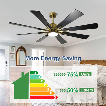 Remote Ceiling fan with Lights Large 8 Wooden Blades