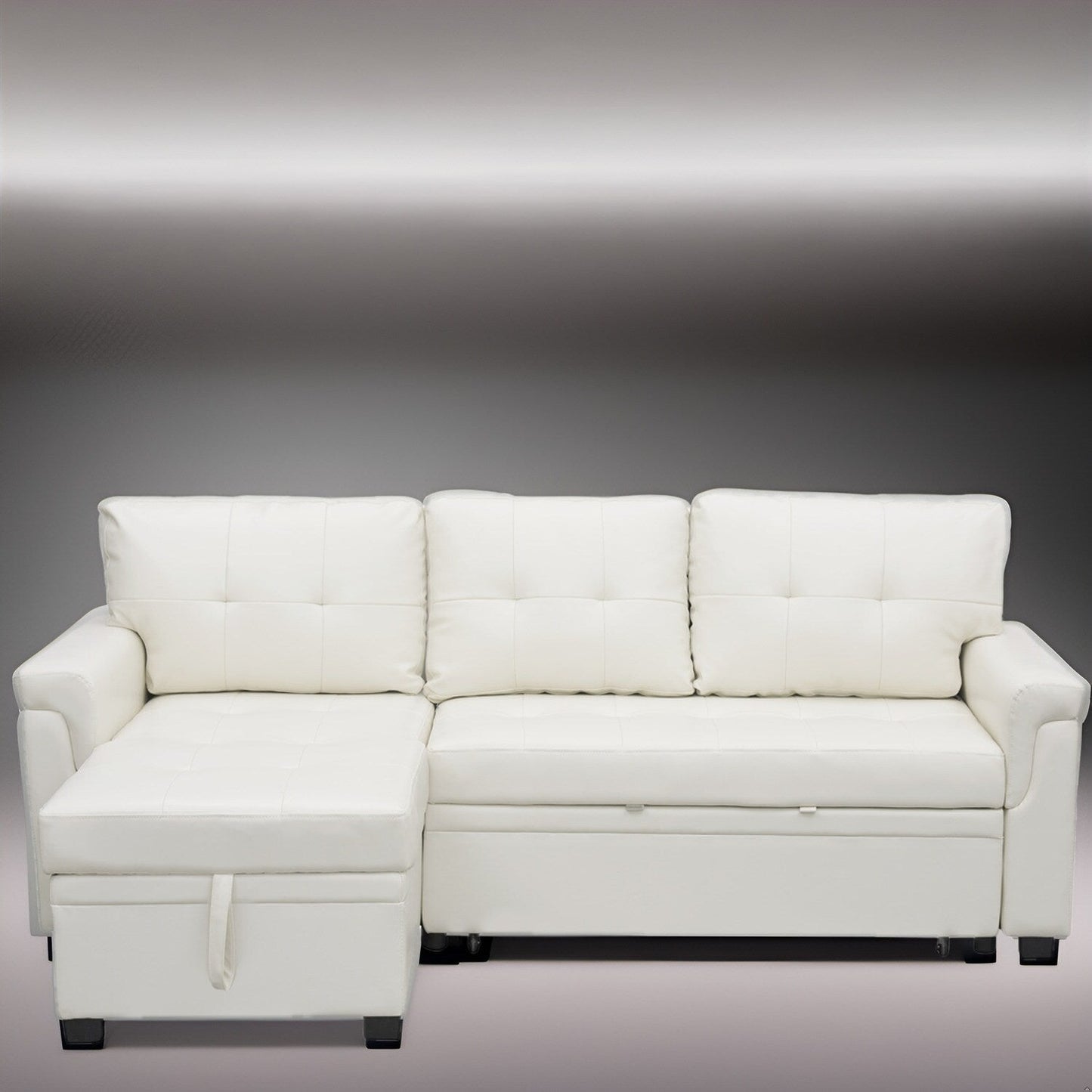 Reversible Sectional Sofa with Pull-Out Sleeper Bed, Hidden Storage Chaise, Durable Legs,
