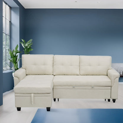 Reversible Sectional Sofa with Pull-Out Sleeper Bed, Hidden Storage Chaise, Durable Legs,