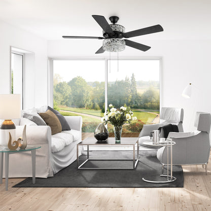 River of Goods Olivia Oil Rubbed Bronze Finish/ Crystal 52-inch LED Ceiling Fan - 52L x 52W x 18.25H - 52L x 52W x 18.25H