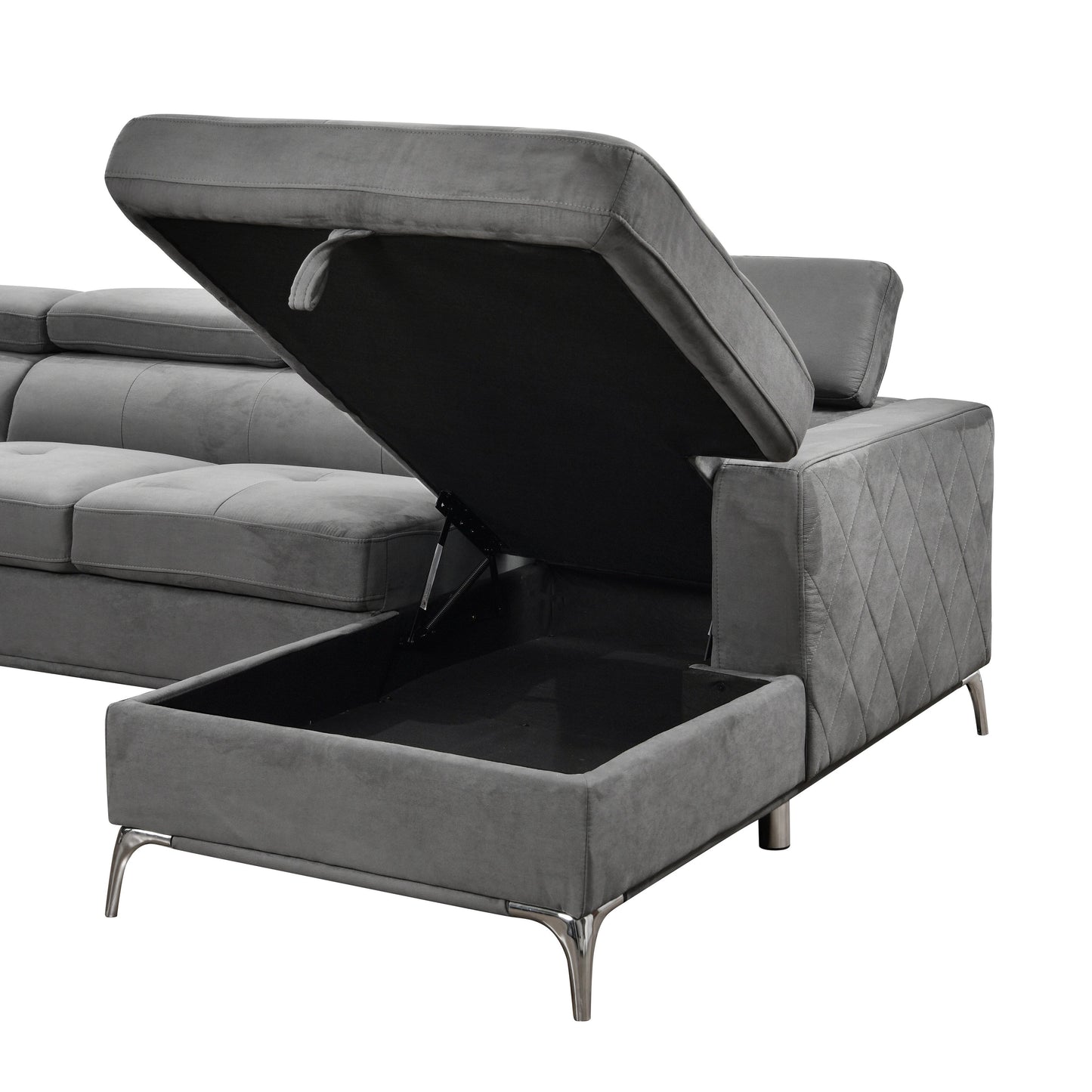 Roomfitters 122 Oversized Sectional Sofa Couch with Chaise Storage, Contemporary U-Shaped 7-Seater Sofa
