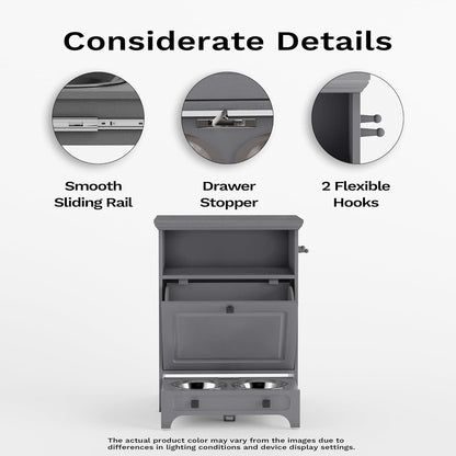 Roomfitters Dog Feeding Station with 2 Elevated Dog Bowls, Tilt Out Pet Feeding Cabinet Station