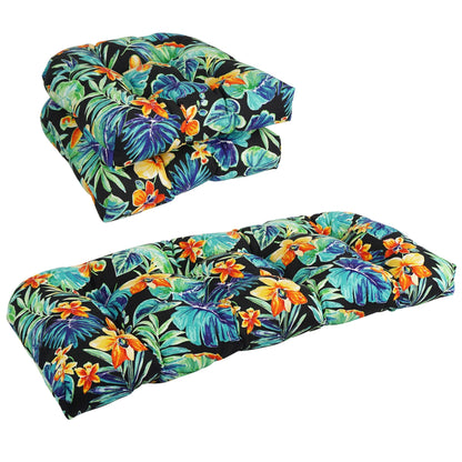 Rounded Back Tufted Indoor/Outdoor Settee Cushion Set (Set of 3) - 19 x 19