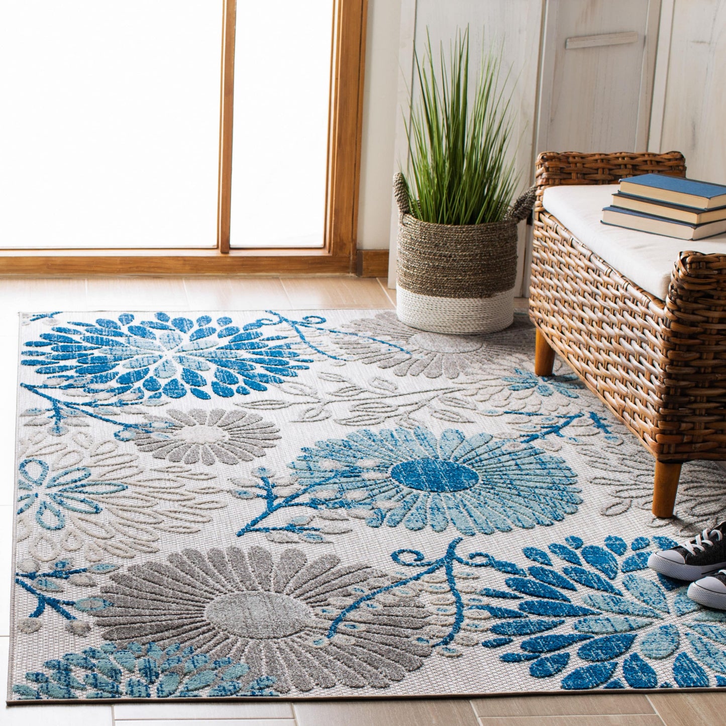 SAFAVIEH Cabana Hillechien Indoor/ Outdoor Waterproof Patio Floral Rug