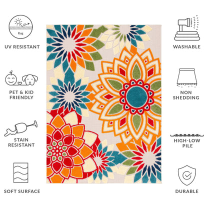 SAFAVIEH Cabana Ingke Indoor/ Outdoor Waterproof Patio Floral Rug