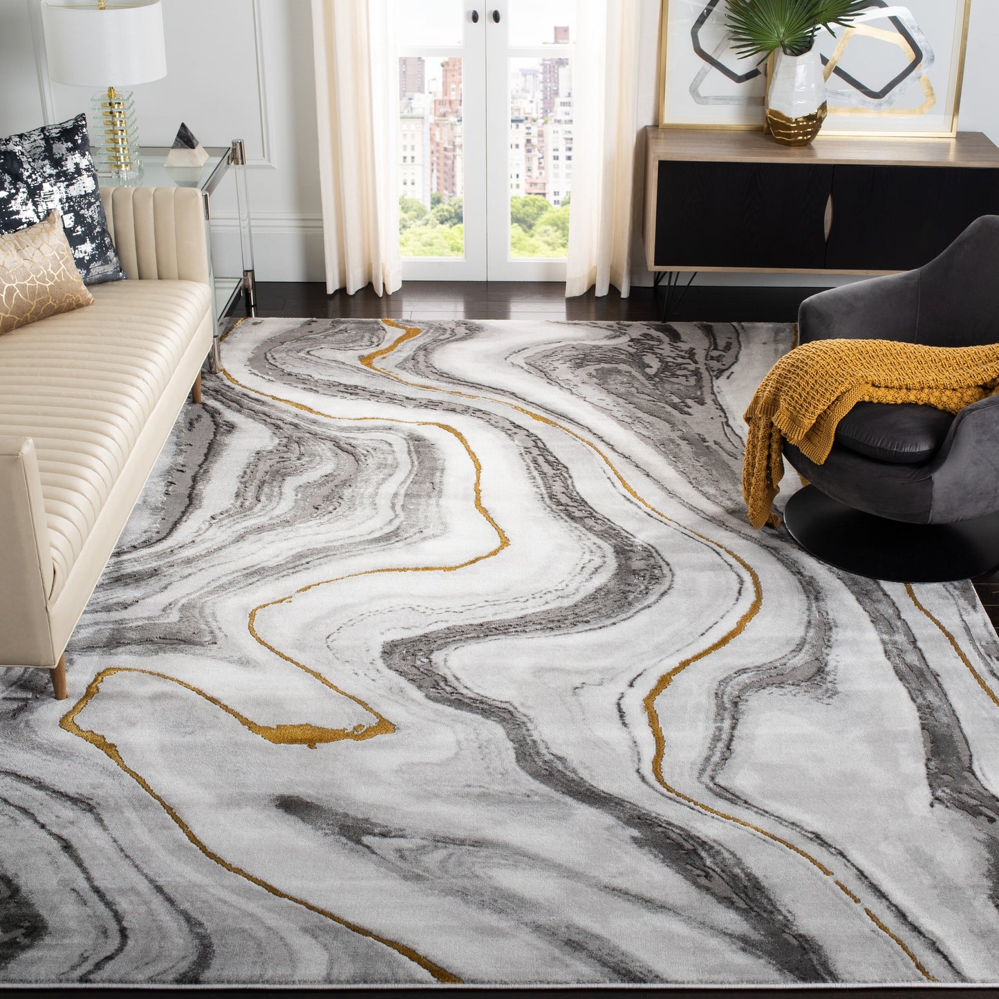SAFAVIEH Craft Elvyra Modern Abstract Marble Pattern Rug