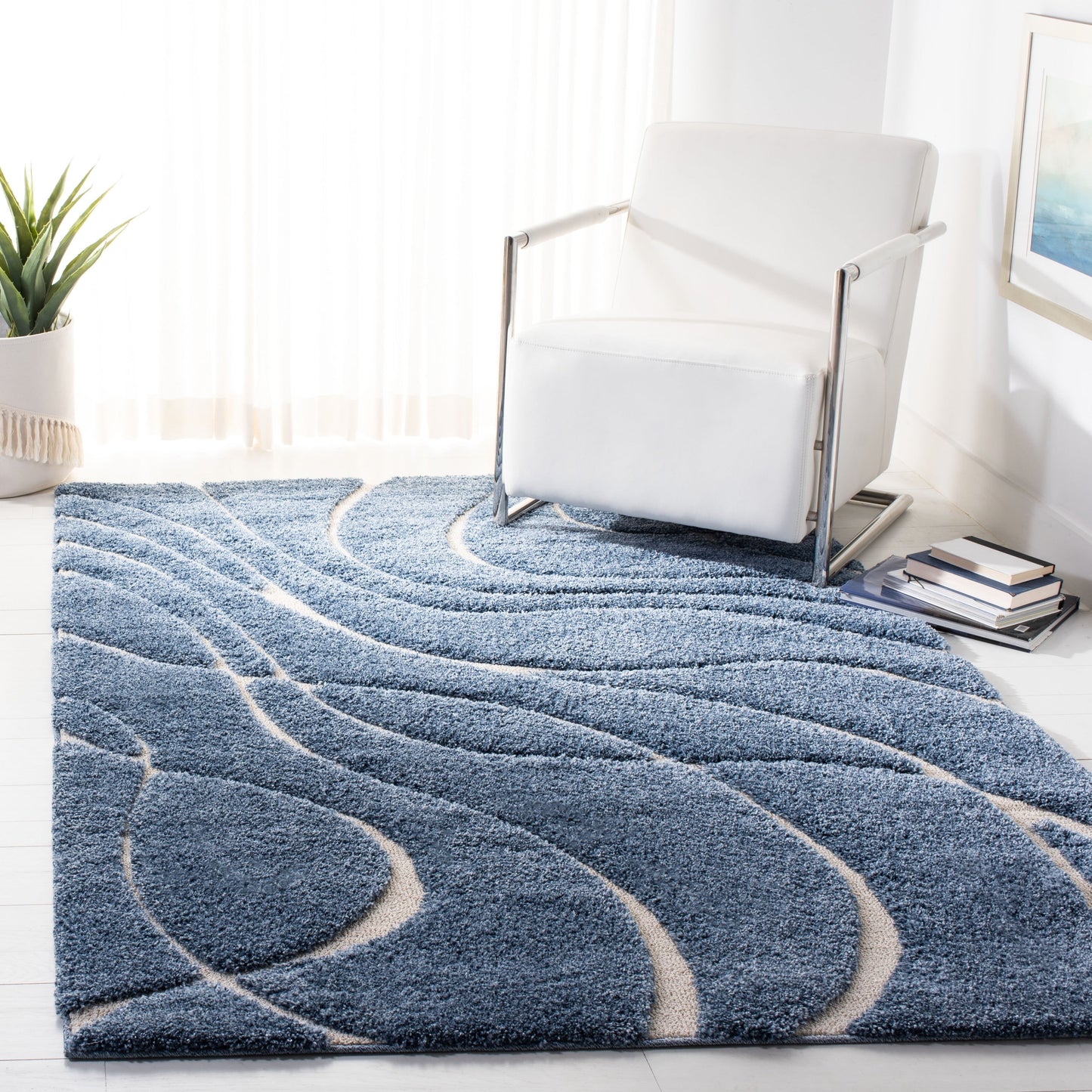 SAFAVIEH Florida Shag Staka Abstract Waves 1.2-inch Area Rug