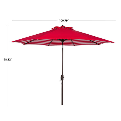 SAFAVIEH Hadire Inside Out Striped 9 Ft Crank Outdoor Umbrella