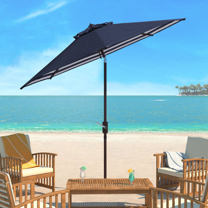 SAFAVIEH Hadire Inside Out Striped 9 Ft Crank Outdoor Umbrella