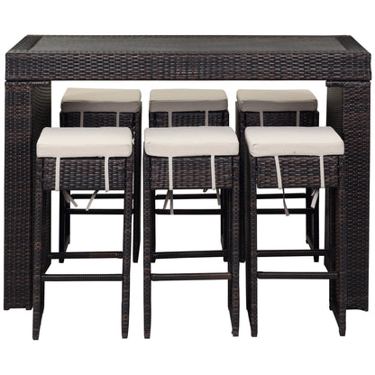 SAFAVIEH Outdoor Euda Bar Set (7-Piece) - 29Wx59Dx42H