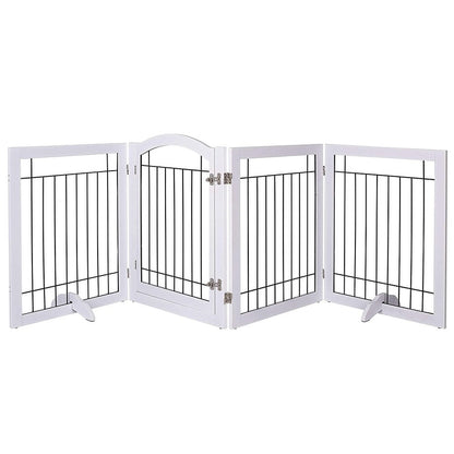 SPIRICH 96 inch Extra Wide 30 inches Tall Dog gate with Door Walk Through, Freestanding Wire Pet Gate,Pet Puppy Safety Fence