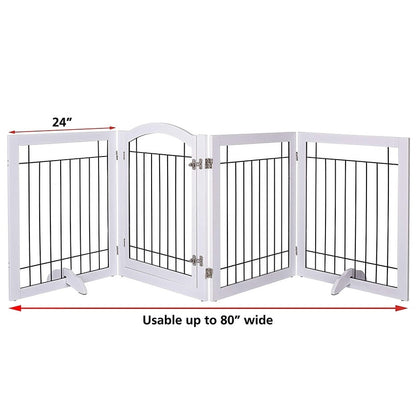 SPIRICH 96 inch Extra Wide 30 inches Tall Dog gate with Door Walk Through, Freestanding Wire Pet Gate,Pet Puppy Safety Fence
