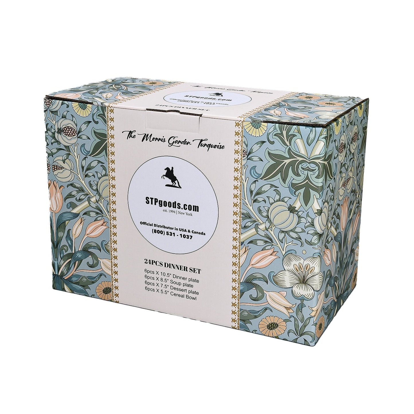 STP Goods Morris Garden Bone China Dinnerware Set of 24 for 6