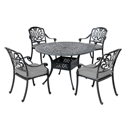 Saratoga 5pc Aluminum Round Dining Set with Sunbrella Cushions - Best Outdoor Furniture