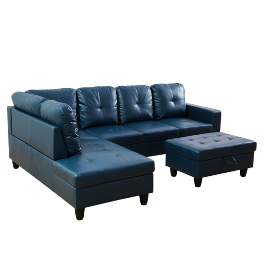 Semi PU Synthetic Leather 3-Piece Couch Living Room Sofa Set