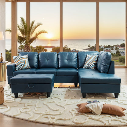 Semi PU Synthetic Leather 3-Piece Couch Living Room Sofa Set