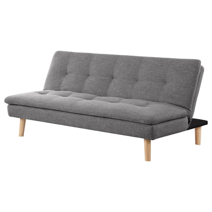 Siana Convertible Sofa Bed, Tufted Gray Fabric, Brown Wood, 72 Inch