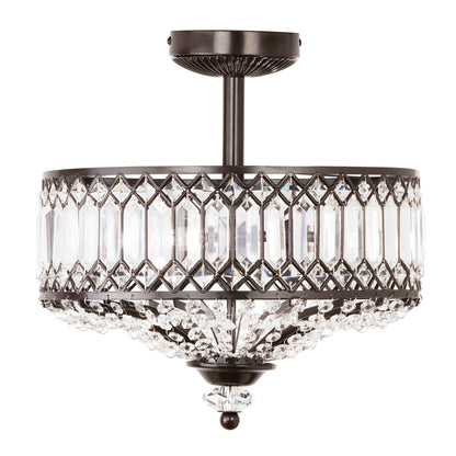 Silver Orchid Furey Bronze/Gold Tiered Glass Semi-flush Lighting Fixture - 14.75L x 14.75W x 15.25H