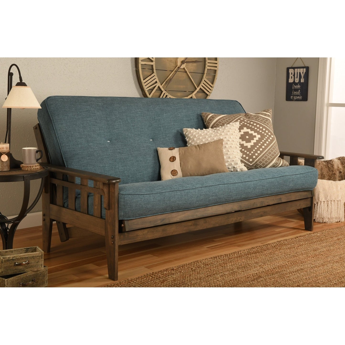 Somette Tucson Full-size Rustic Walnut Futon Set with Mattress