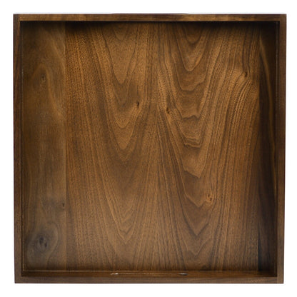 KINWELL Square Black Walnut Wood Serving Tray Ottoman Tray with Handles