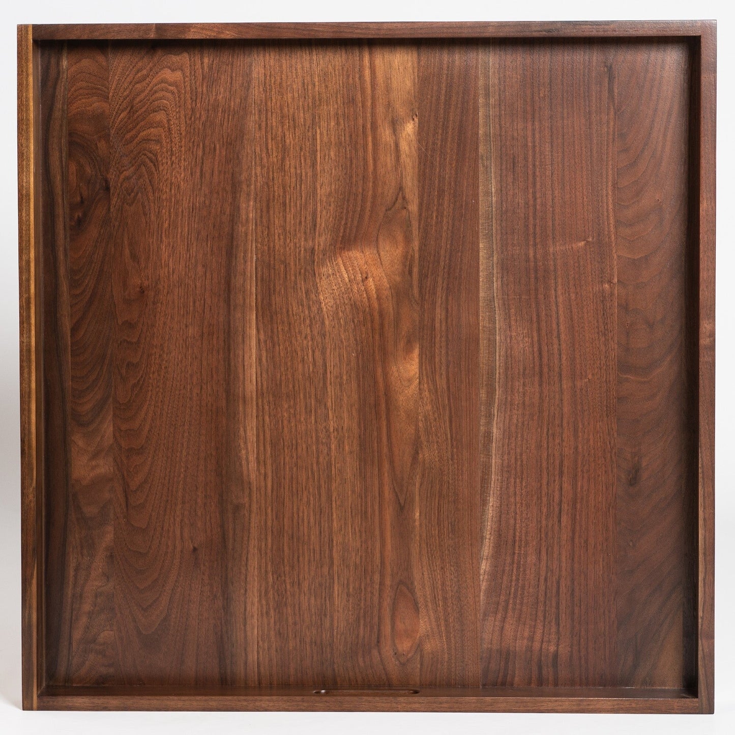 KINWELL Square Black Walnut Wood Serving Tray Ottoman Tray with Handles