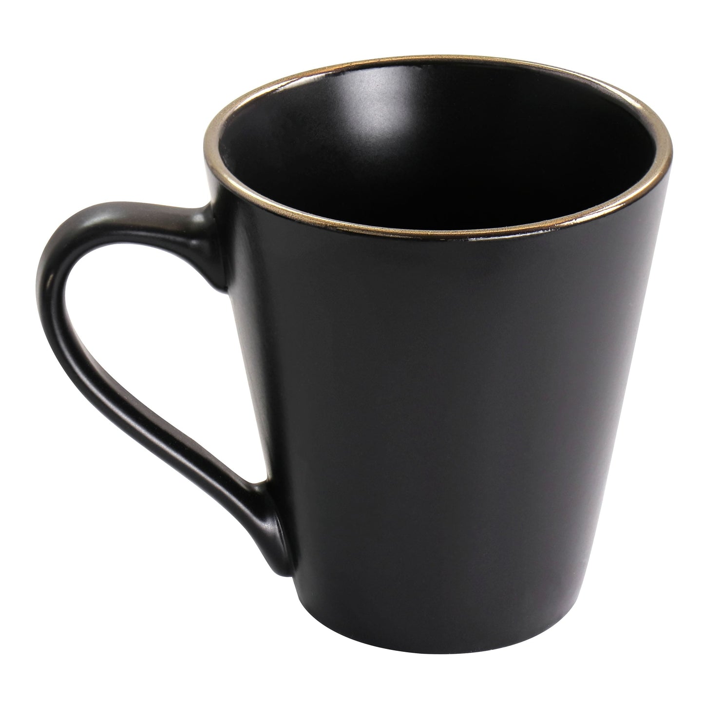 Stoneware Dinnerware 16 Piece Set in Black with Gold Rim