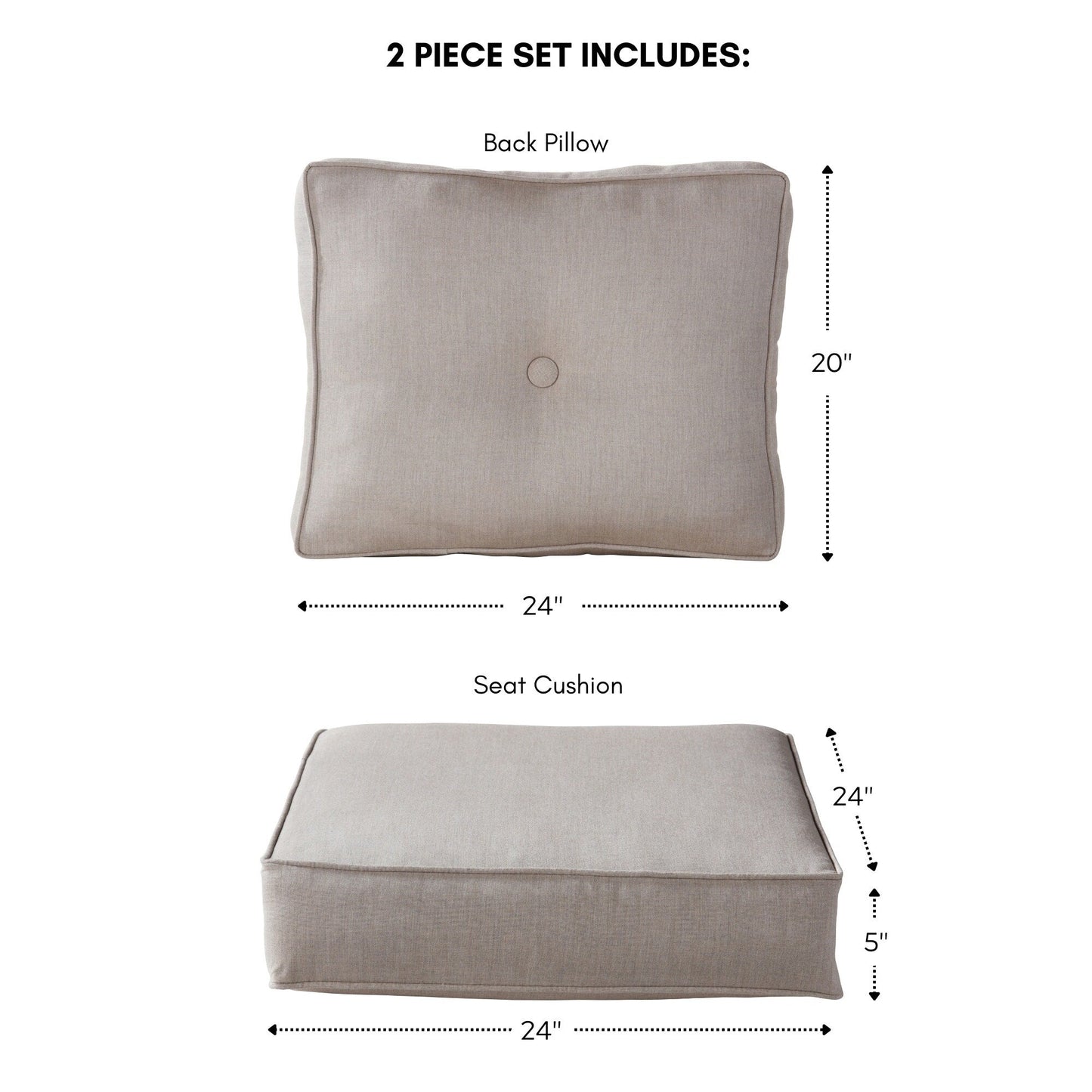 Sunbrella 2-Piece Premium Deep Seat Outdoor Cushion Set