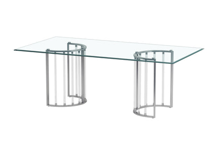 44x 84 Glass Top Dining Table w/ Steel & Acrylic Base | Modern Motion - TRISHA-DT-CHM-4484