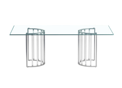 44x 84 Glass Top Dining Table w/ Steel & Acrylic Base | Modern Motion - TRISHA-DT-CHM-4484