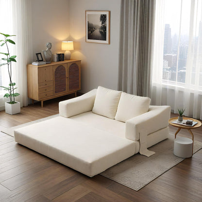 70.87 Upholstered Convertible Sleeper Sofa, Convertible Chair Floor Couch Comfy Sofa for Living Room, Bedroom, Chenille Fabric