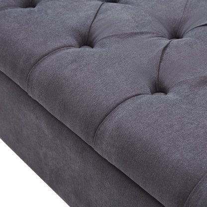 Upholstered Storage Bench Arm Bench Entryway Bench with Tufted Flip Top 50.4 Inches