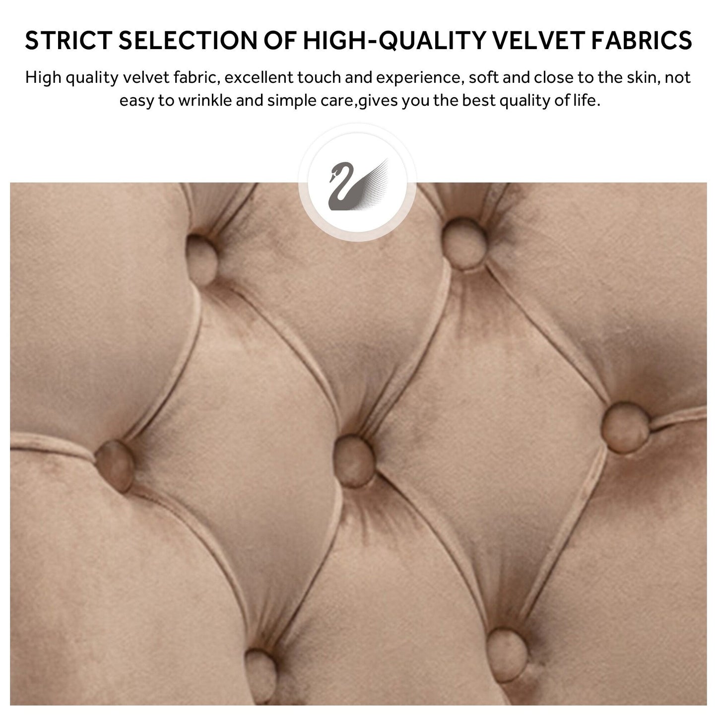 Upholstered Tufted Velvet Dining Chair with Solid Wood Legs Set of 6