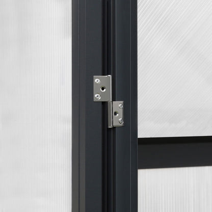 VEIKOUS Aluminum Walk-In Garden Greenhouse Kit with Adjustable Roof Vent and Lockable Door Grey