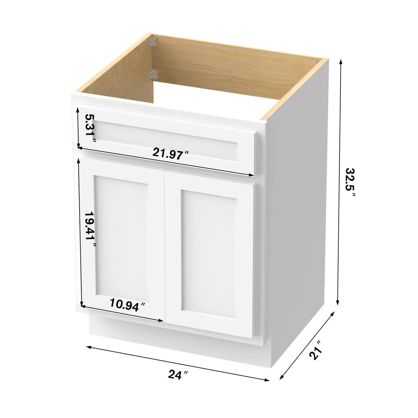 Vanity Art 24-inch Solid Wood Single Sink Bathroom Vanity Cabinet