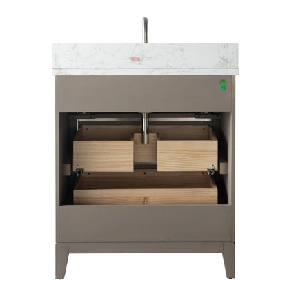 Vanity Art Bathroom Vanity with Ceramic Sink and Engineered Marble Top