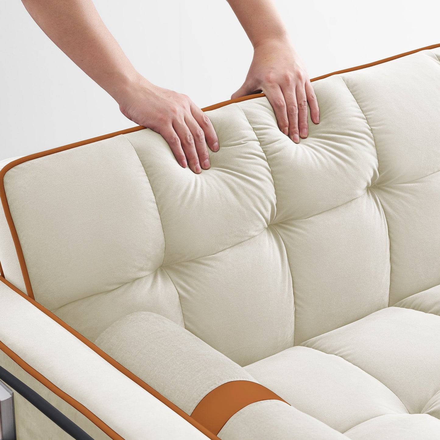 Velvet Convertible 55'' 2-Seater Sleeper Sofa with Pull-Out Bed, Adjustable Recline, Side Pockets, and Phone Holder