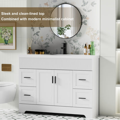 Wavy Line 30/36/48 Bathroom Vanity Set with Sink & Faucet